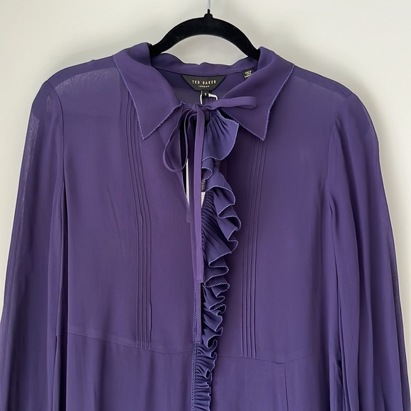 TED BAKER FAITHIY RUFFLE DRESS NAVY BNWT - Picture 6 of 14